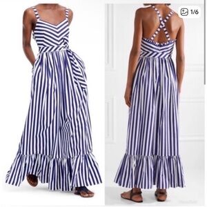 J. Crew Blue and White Striped V-Neck Maxi Dress, size 2